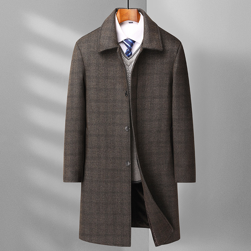 新款主推羽绒内胆长款大衣815/P165羽绒呢大衣男爸爸商务冬装，男装毛呢大衣，星座1216