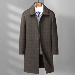 新款主推羽绒内胆长款大衣815/P165羽绒呢大衣男爸爸商务冬装,男装毛呢大衣,星座1216
