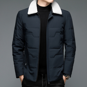 92001/P190爸爸羽绒服大码翻领羽绒外套中老年羽绒衣商务男装图片