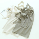 5506日式 男女通用纯棉格子系带厨房烘焙百搭脖围腰 条纹围裙套装