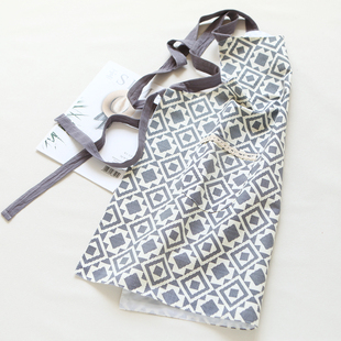 5907简约涤棉帆布双层透气厨房防污围裙男女背带式家务清洁围腰