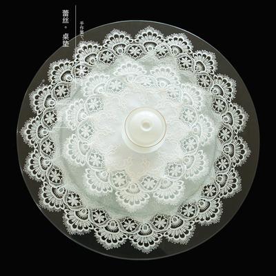 9967简约百搭白色蕾丝圆桌布桌垫