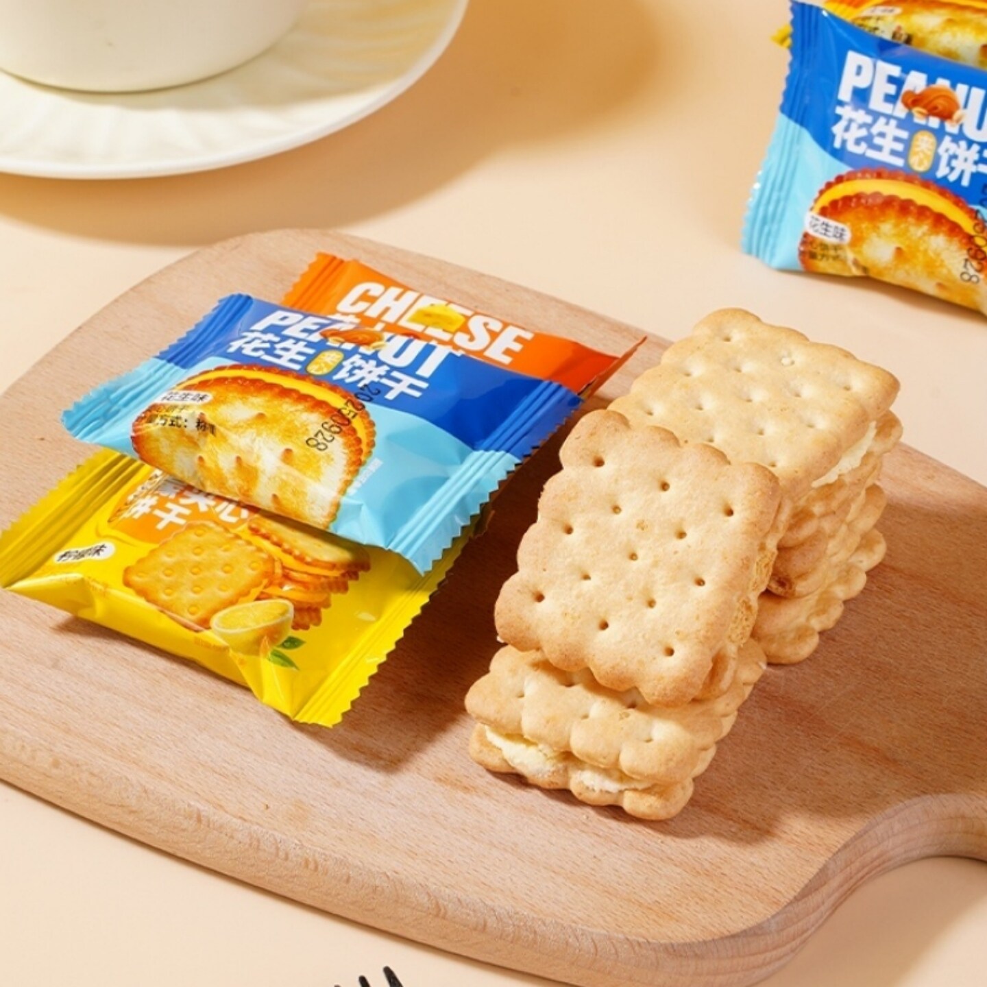 芝士夹心饼干老式怀旧零食柠檬花生味独立包装办公室宿舍小吃整箱