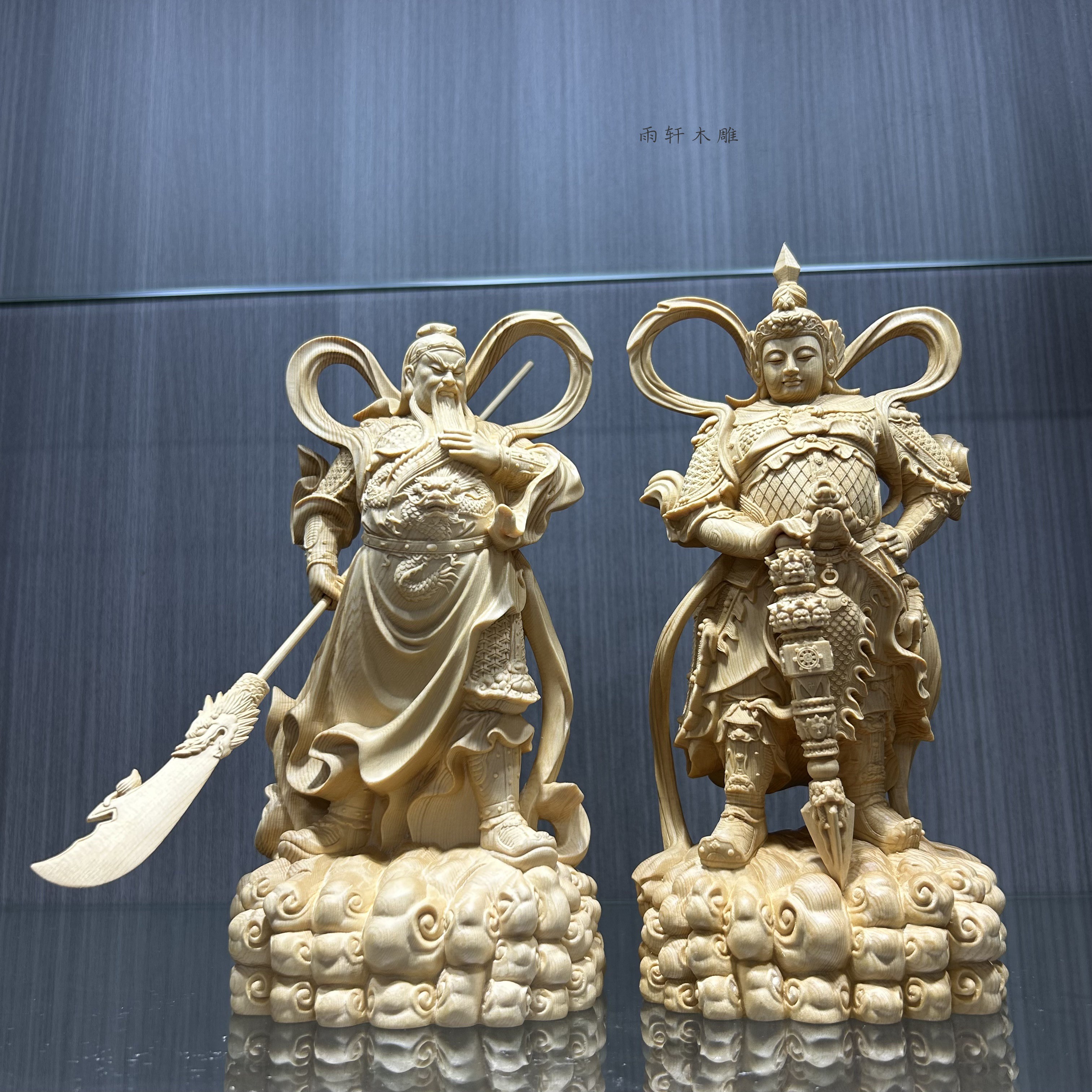 正宗桧木木雕韦陀天尊摆件