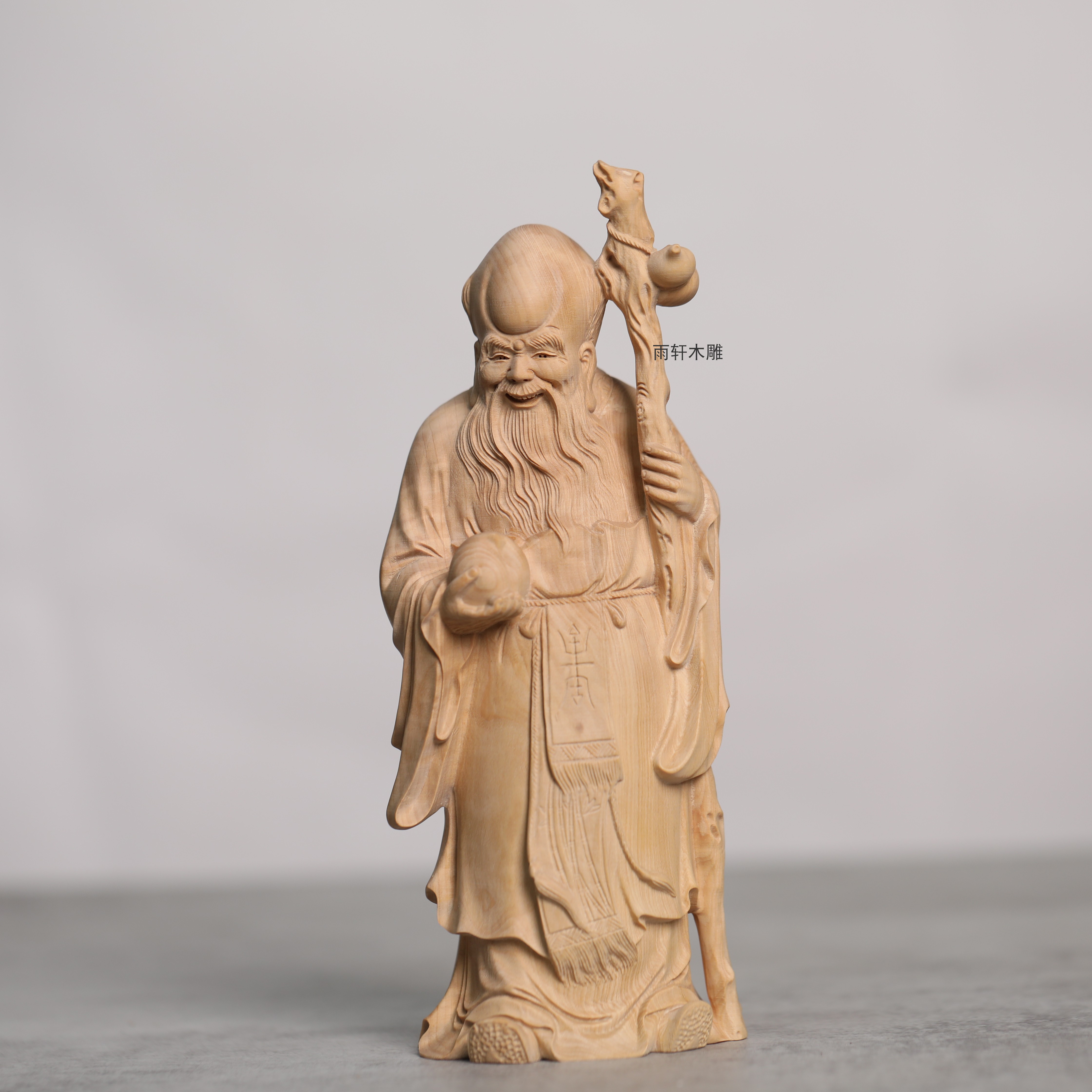 小叶黄杨木雕寿星公摆件手工