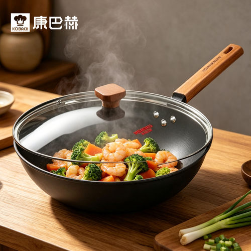 康巴赫KGS-C32A炒锅铁锅深层氮化防锈精铁炒锅电磁炉煤气灶通用