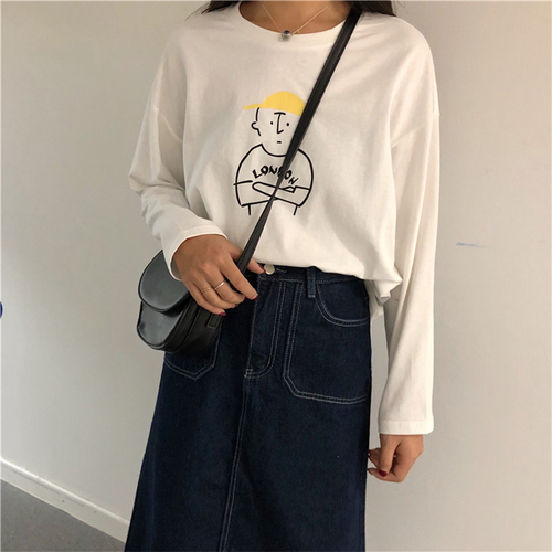 Real Printed White T-shirt with Long Sleeve Base