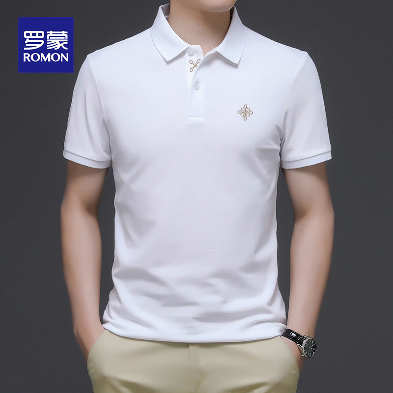 ROMON HIGH-END SHORT-SLEEVED POLO SHIRT MENS SUMMER FASHION CASUAL SHORT-SLEEVED T-SHIRT MENS BUSINESS COTTON SLIM TOP T