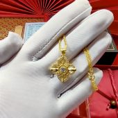 老铺古法黄金包银韦雪同款 十字金刚杵吊坠女满钻黄金挂坠七夕礼物
