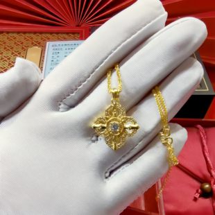 老铺古法黄金包银韦雪同款十字金刚杵吊坠女满钻黄金挂坠七夕礼物
