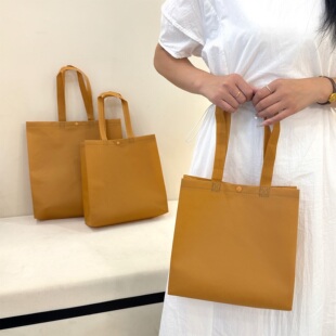 韩系高级感暗扣无纺布袋手提袋女装店包装袋环保袋礼品袋定制logo