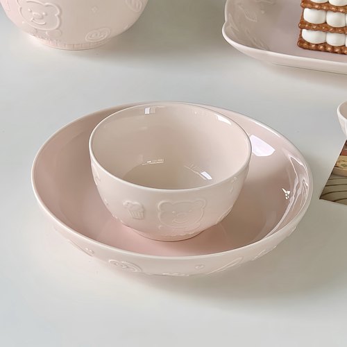 高颜值奶油小熊陶瓷可爱餐具碗盘