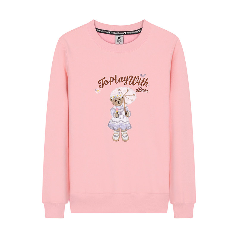 珍爱熊加绒圆领卫衣女刺绣2025秋冬长袖套头正肩棉质外套大码上衣,女装/女士精品,卫衣/绒衫,淘宝优惠券,粉丝福利购,淘宝优惠卷