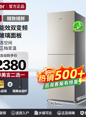 海尔冰箱309升两门双门一级能效风冷无霜大冷冻小型租房冰箱WMCO