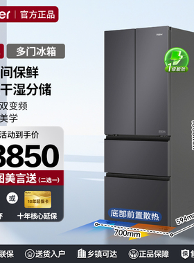海尔冰箱413/415升零嵌入多门EPP超净干湿分储一级能效家用电冰箱