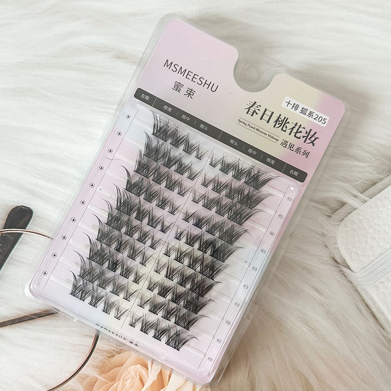 蜜束狐系假睫毛10排装假睫毛自然仿真单簇分段式睫毛漫画款懒人