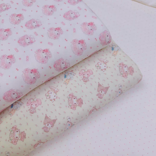 纯棉卡通可爱双面精梳棉弹力针织小尺寸布头手工娃衣面料21*25㎝