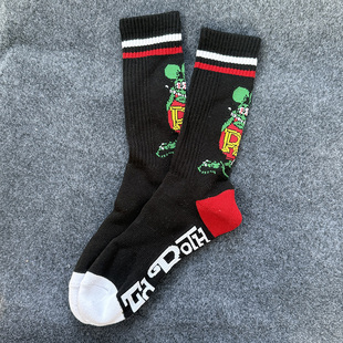 外贸美式复古机车RATFINK芬克老鼠纯棉男女中筒高帮毛巾底袜子