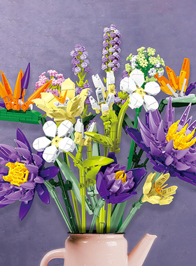 DIY仿真积木花束家居摆件