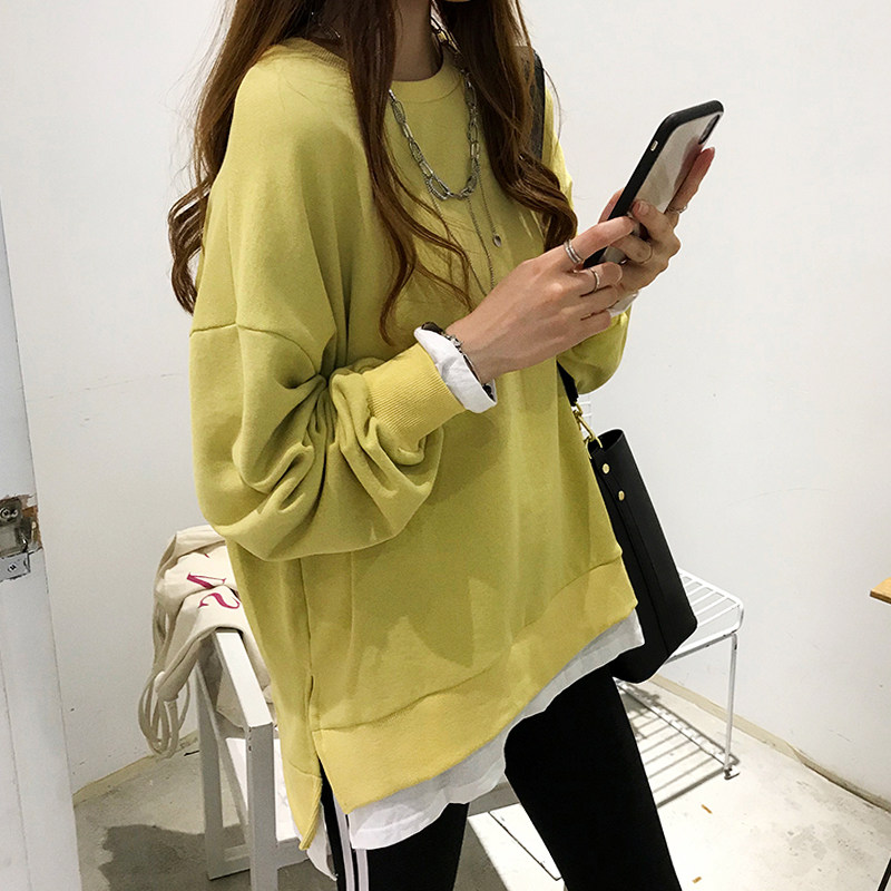 PREGNANT WOMEN AUTUMN SUIT FASHION 2024 NEW KOREAN VERSION OF THE TIDE MOM TOP FOREIGN FAKE TWO-PIECE SWEATSHIRT AUTUMN AND WINTER