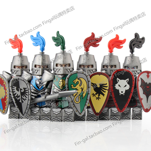 适配乐高中古中世纪城堡骑士对战绿龙乌鸦骑士兵拼装积木人仔玩具