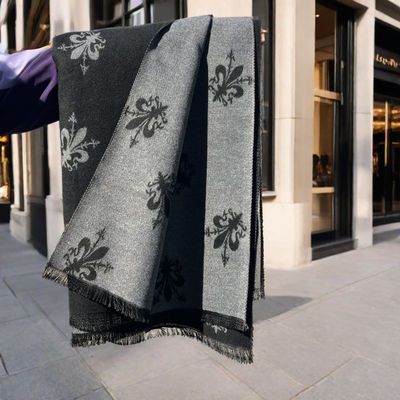 围巾女冬季新款佛罗伦萨鸢尾花图案披肩加厚百搭双面保暖围脖保暖