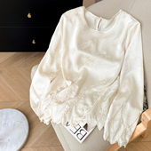 新中式 轻国风提花缎面衬衫 女装 春季 花边设计感上衣 2026新款 小C家