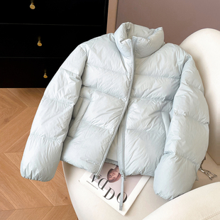 小C家 立领羽绒服女款2025新款冬季宽松白鸭绒加厚保暖面包服外套