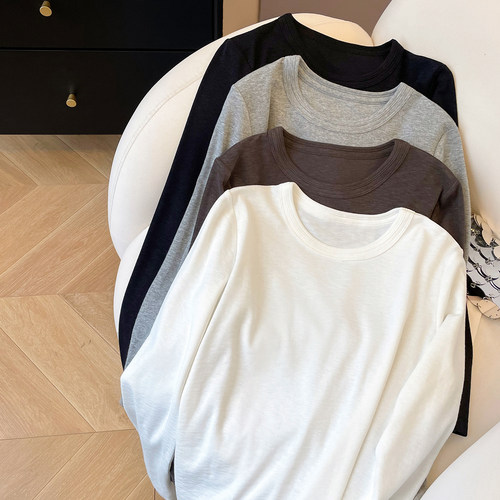 长袖休闲纯色棉T恤女2026新款春