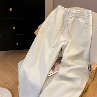 垂坠感高级感裤 小C家 早春松紧腰阔腿裤 女2026新款 子 休闲直筒卫裤