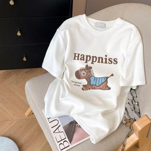 秋冬宽松加绒内搭打底上衣 T恤女2025新款 小C家 卡通小马印花短袖