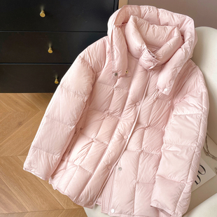 小C家 方格连帽羽绒服女款冬季2025新款今年流行爆款宽松保暖外套