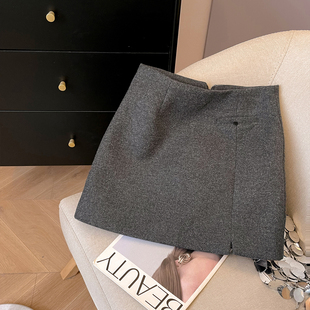小C家 西装裙半身裙女2025新款冬加厚小个子显瘦高腰短裙a字裙子