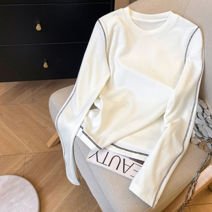 秋冬内搭打底衫 T恤女2025新款 套头圆领上衣 明辑线正肩长袖 小C家