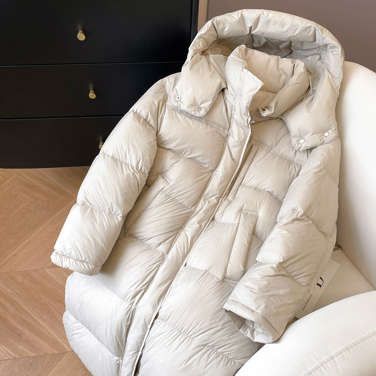 休闲长款连帽羽绒服外套女冬新款