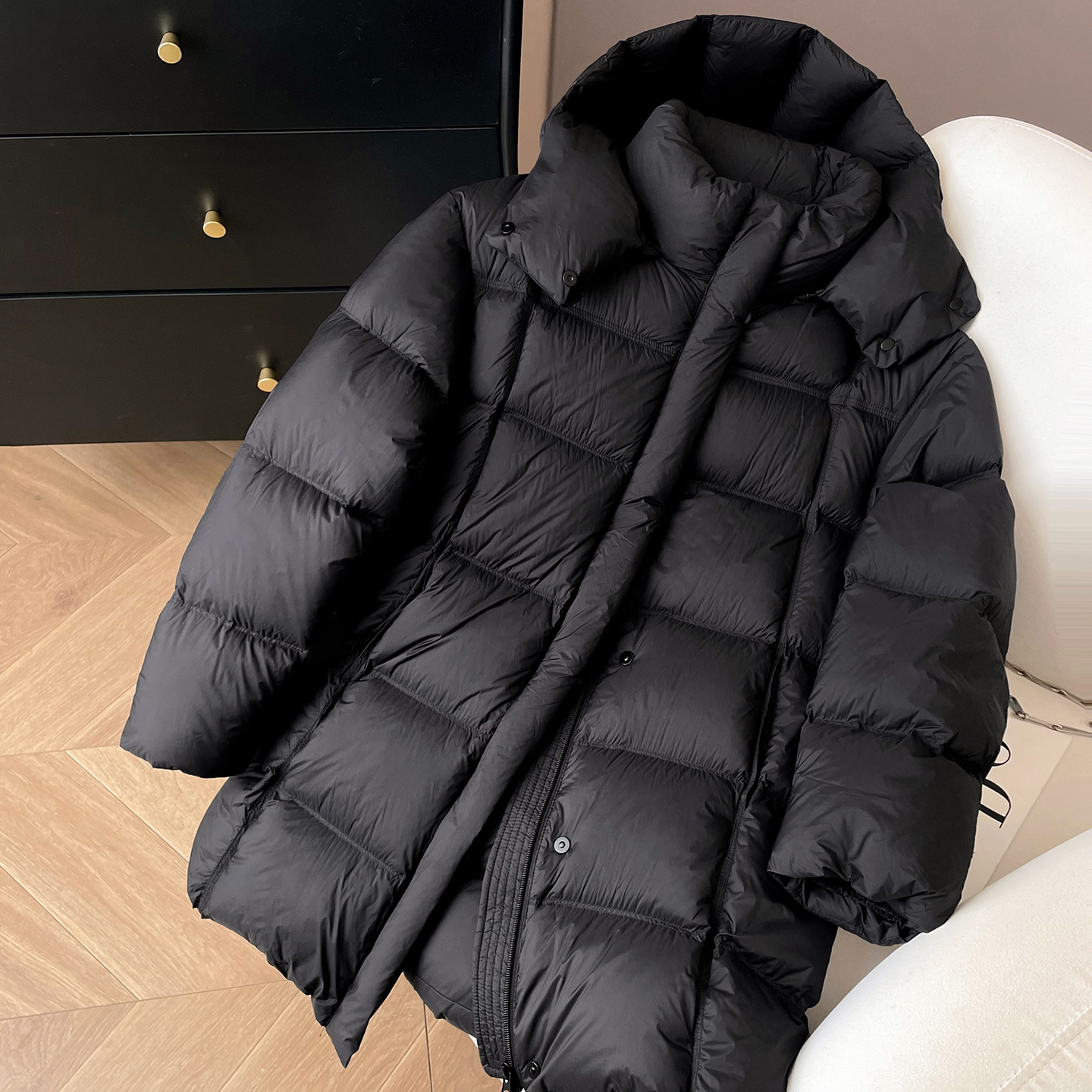 休闲中长款连帽面包羽绒服女冬季