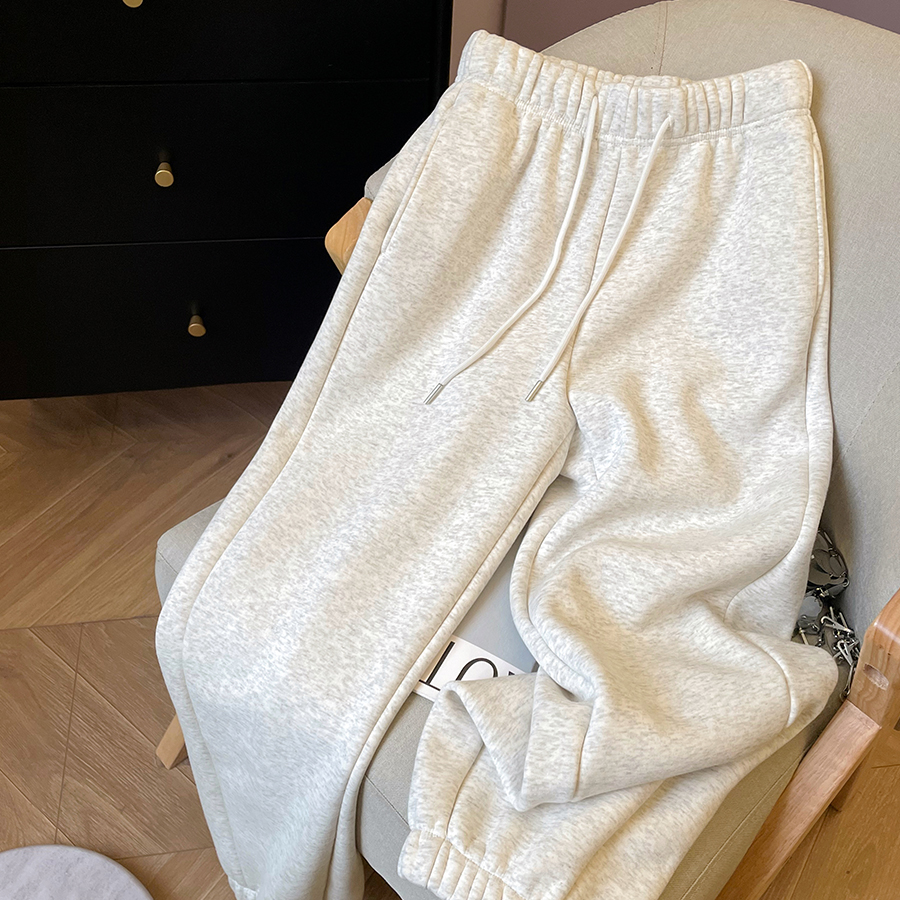 小C家 软糯束脚卫裤女冬季新款加绒慵懒风宽松显瘦直筒抽绳阔腿裤