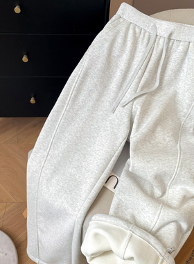 小C家 加绒弯刀裤女2025新款今年流行爆款冬休闲宽松阔腿裤束脚裤