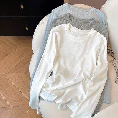 长袖休闲纯色打底T恤女2026新款
