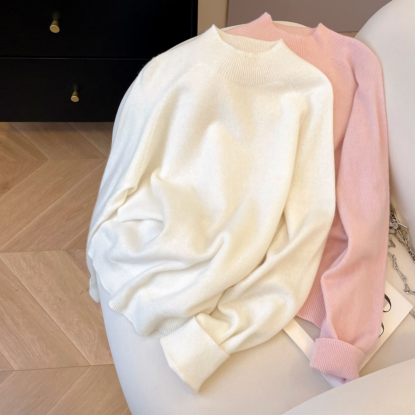 半高领休闲宽松羊毛衫女秋冬毛衣