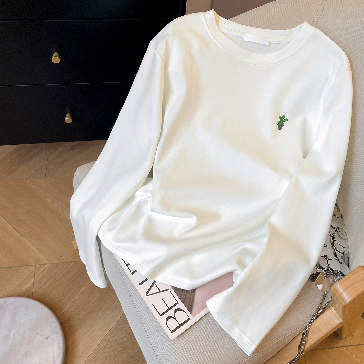 薄绒宽松休闲打底长袖T恤女内搭