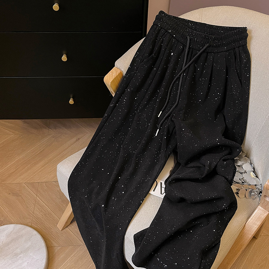 小C家 粉色亮片肌理感阔腿裤女春季新款高腰显瘦窄版垂感直筒裤子,女装/女士精品,休闲裤,淘宝优惠券,粉丝福利购,淘宝优惠卷