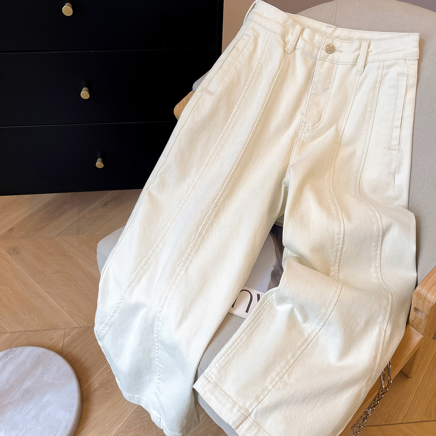 小C家 九分阔腿裤女2026新款春季高腰显瘦宽松弯刀裤百搭休闲裤子,女装/女士精品,休闲裤,淘宝优惠券,粉丝福利购,淘宝优惠卷