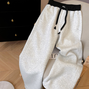 休闲束脚卫裤 小C家 春撞色抽绳松紧腰宽松阔腿裤 女2026新款 弯刀裤