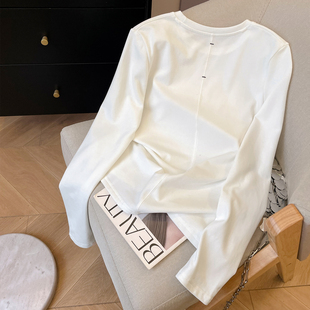 磨毛打底衫 春季 休闲圆领套头宽松上衣 T恤女2026新款 小C家纯色长袖