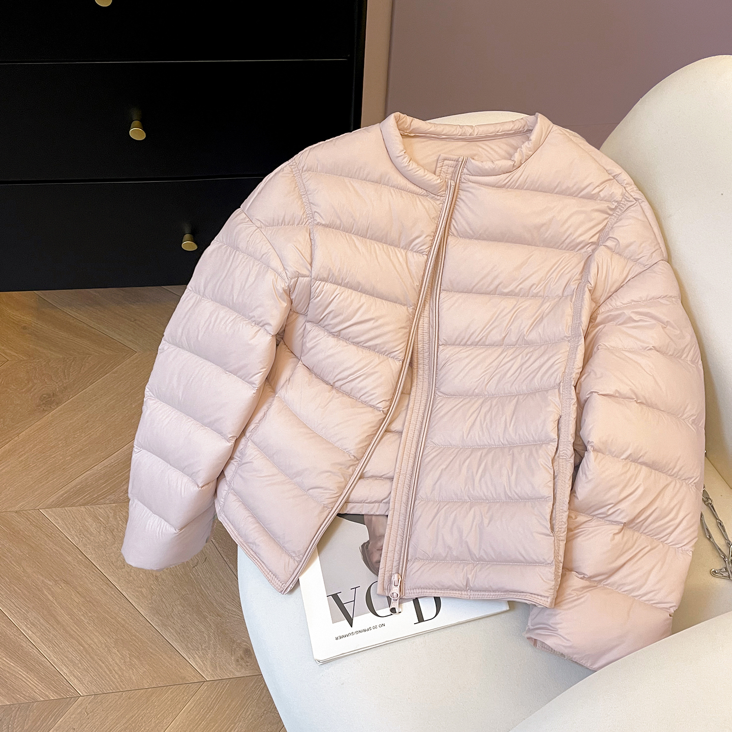 休闲圆领排骨羽绒服女2025新款冬