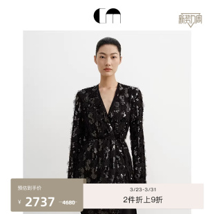 系带流苏珠片拼接西装 时尚 MOI吕燕设计师早春女装 COMME