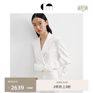 泡泡下摆白色短西装 时尚 礼服 MOI吕燕设计师早春女装 COMME