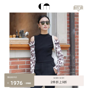 性感露肩印花袖 时尚 上衣 MOI吕燕设计师早春女装 COMME