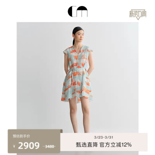 连衣裙 度假印花V领短款 COMME MOI吕燕设计师早春女装